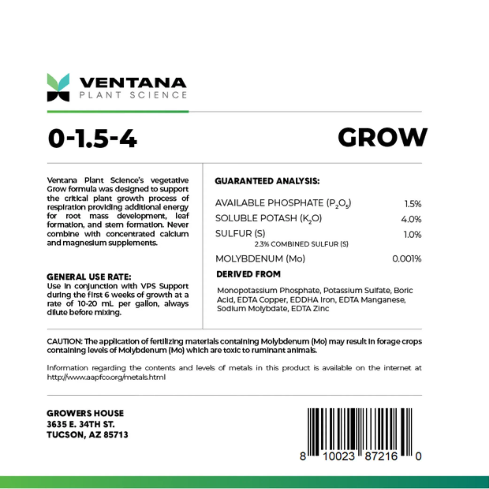 Ventana Plant Science - Grow 0-1.5-4 - Image 4